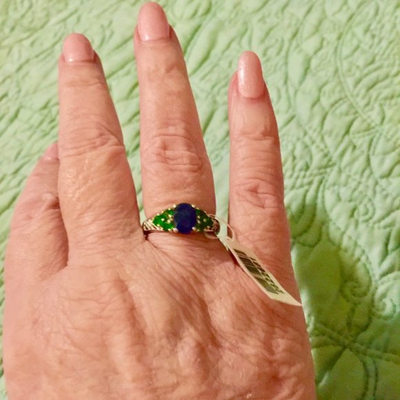 Multi-gem (6 emerald/1 Sapphire) 925 SILVER, NWT… - Picture 9 of 10